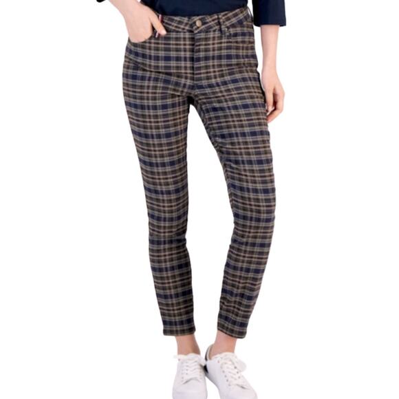 Tommy Hilfiger Women's Tribeca Plaid-Print Skinny Pants Size 2 - Picture 1 of 12